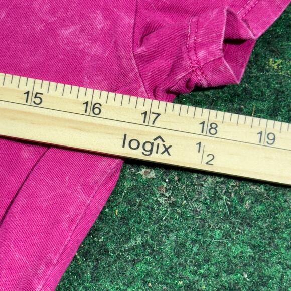 Vintage Y2K Pink Grunge Goth Affliction Style Top Rhinestones Cross AOP Size M - Picture 5 of 7